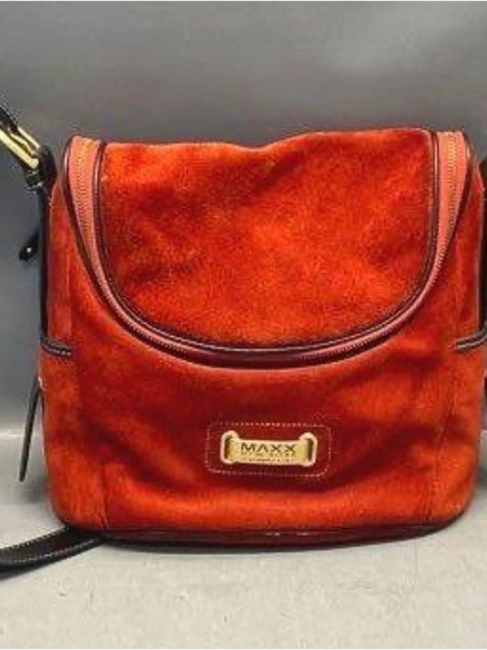 Maxx New York Red Suede Crossbody Bag